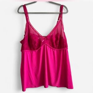 Hot pink lace slip top